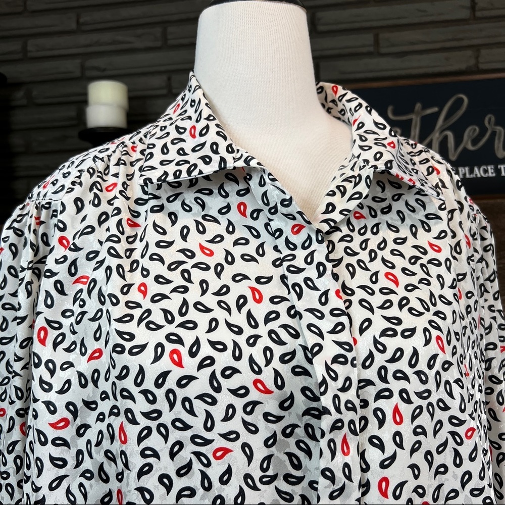 Lilli Anne Collections vintage tear drop pattern button down 80’s blouse - Picture 2 of 9